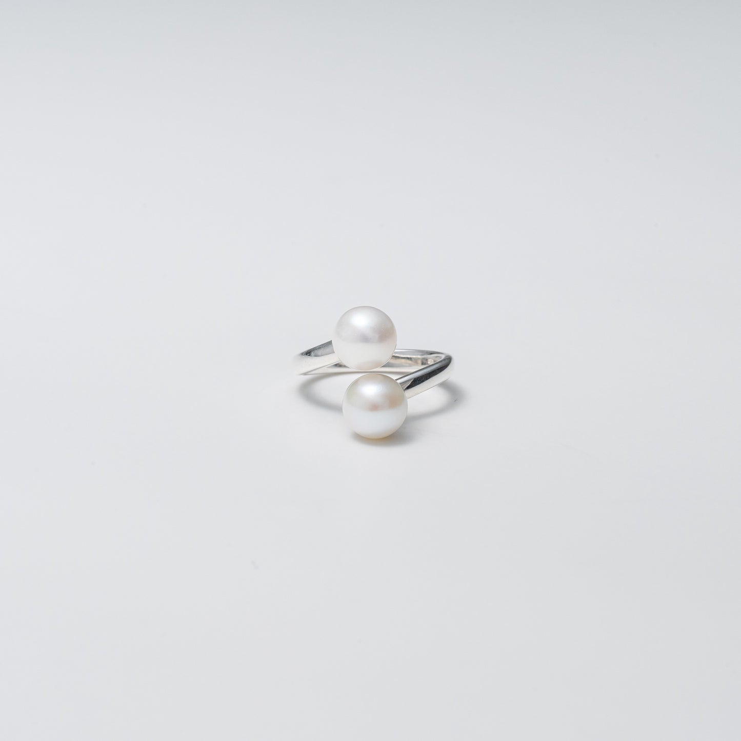 double pearl ring 8mm / Silver