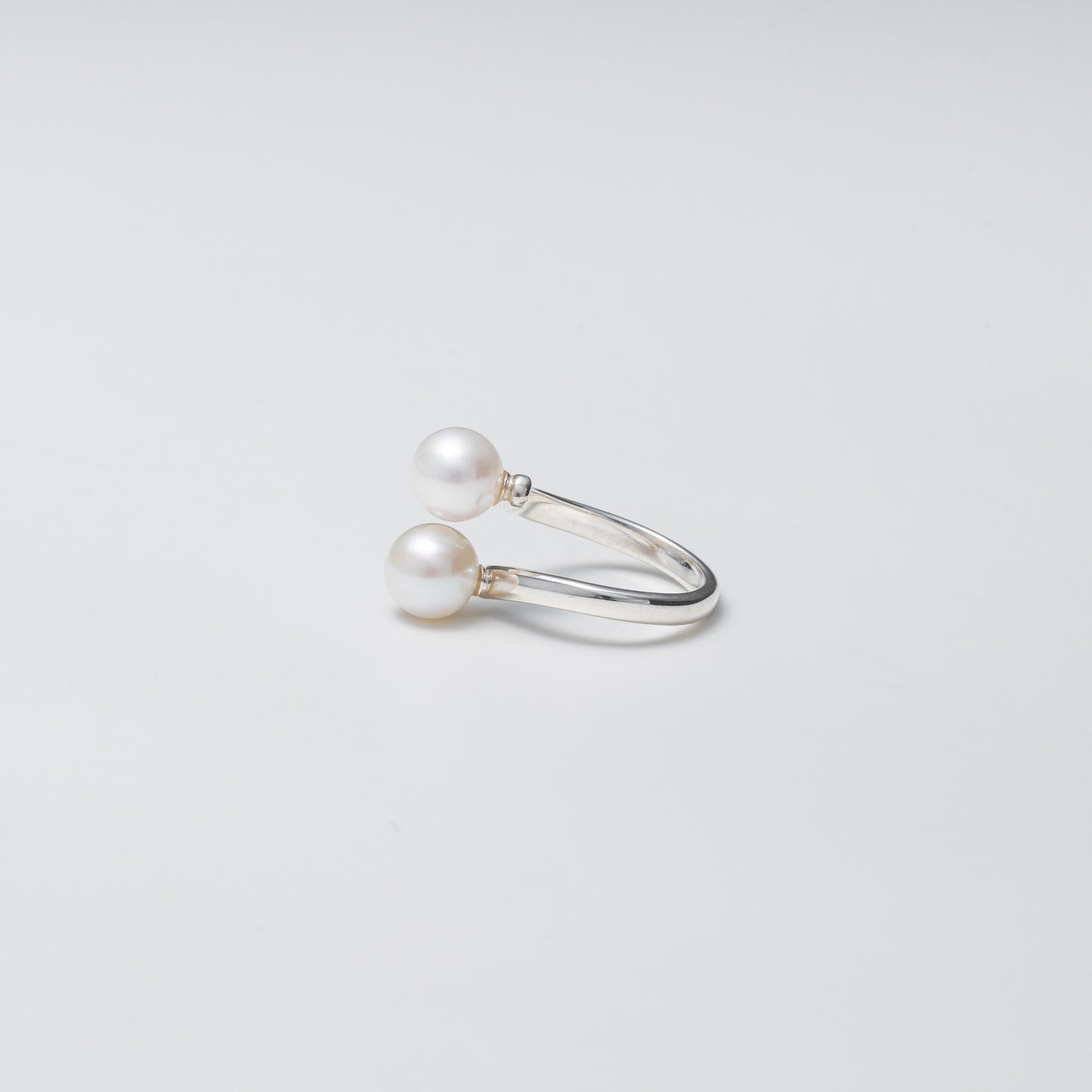 double pearl ring 8mm / Silver