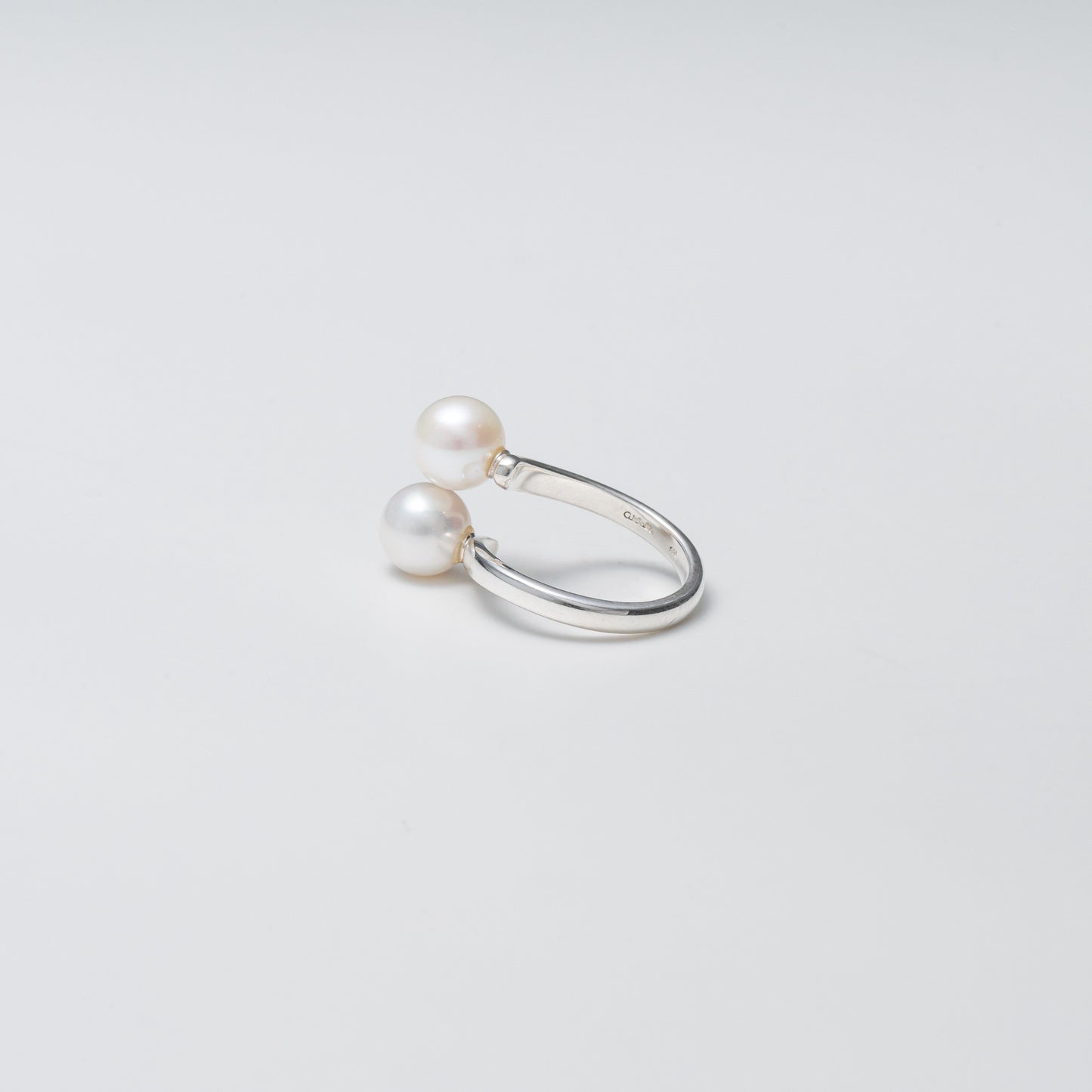 double pearl ring 8mm / Silver