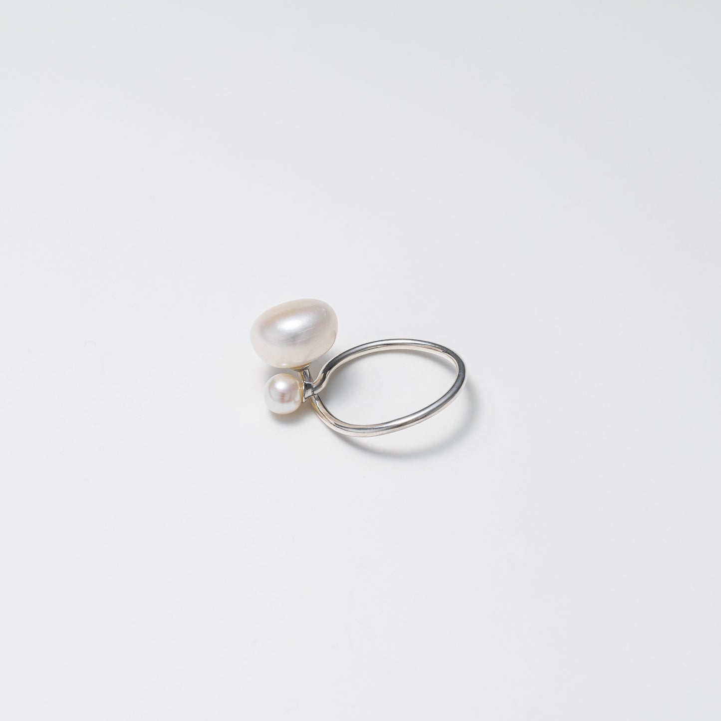 twin pearl ring 5&10mm / Silver