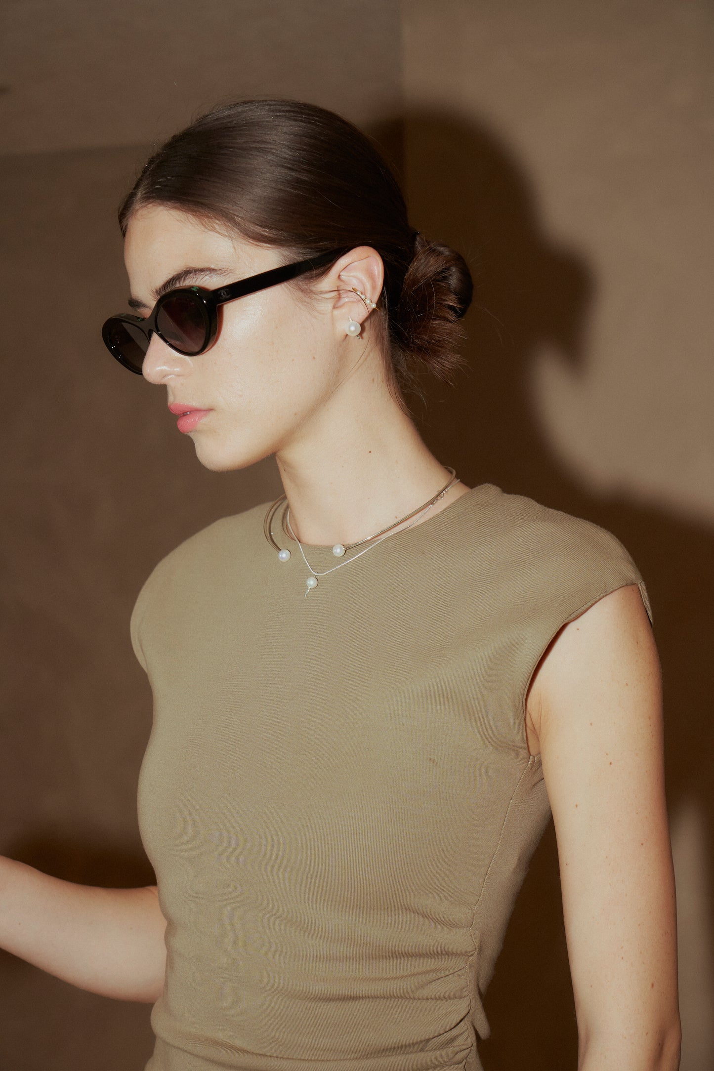 twin pearl choker 8m / Silver