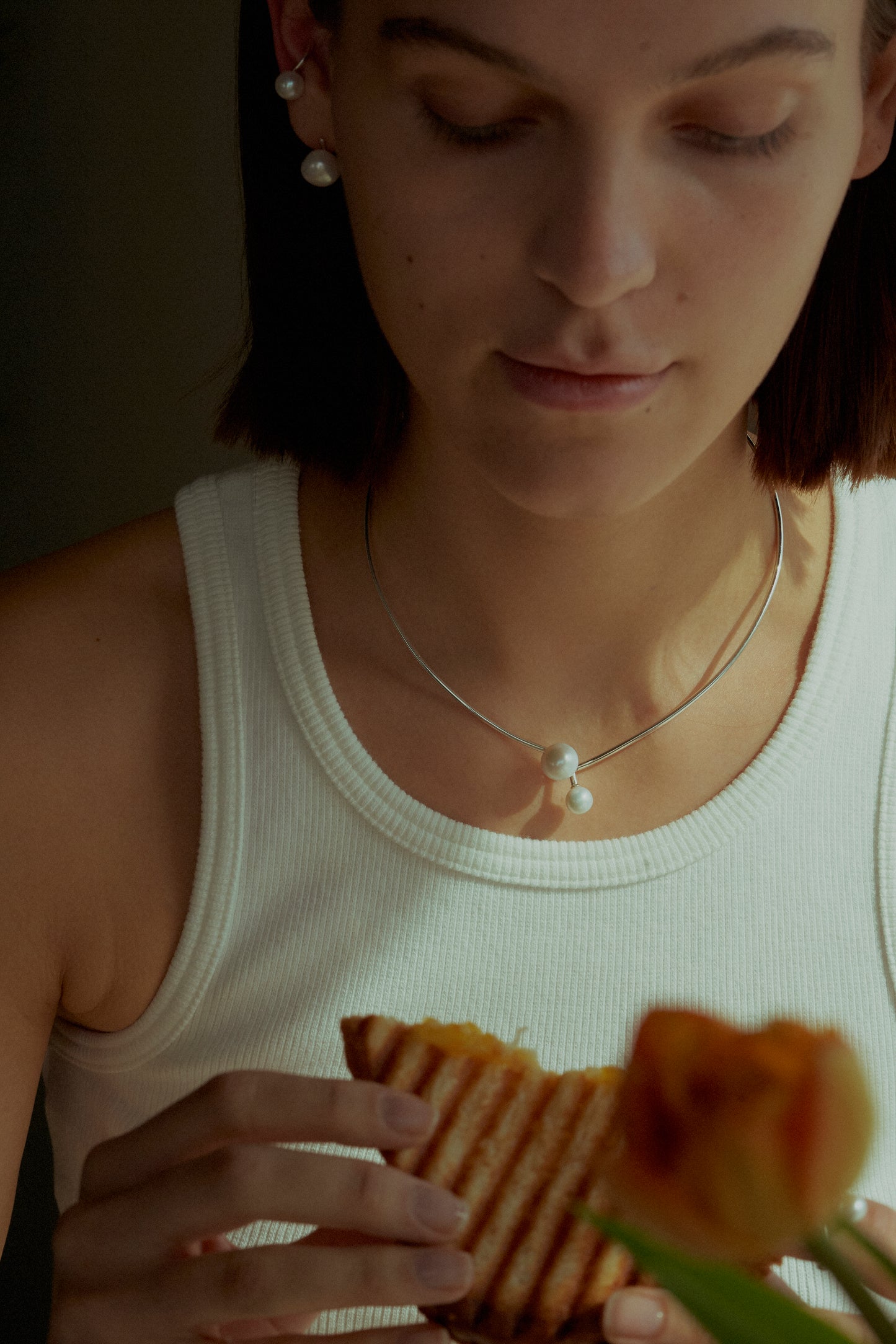 double pearl choker 8&10m / Silver