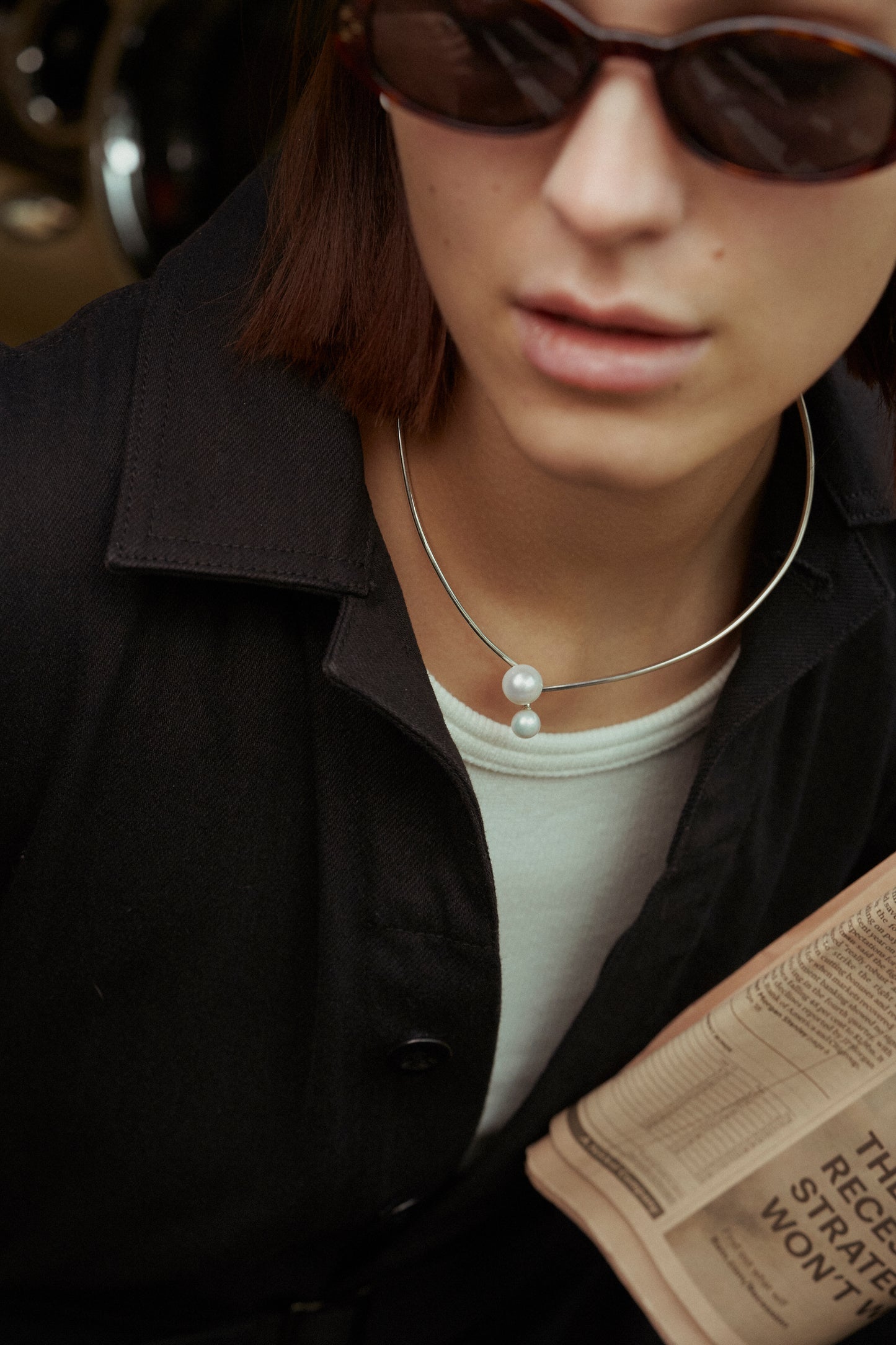 double pearl choker 8&10m / Gold