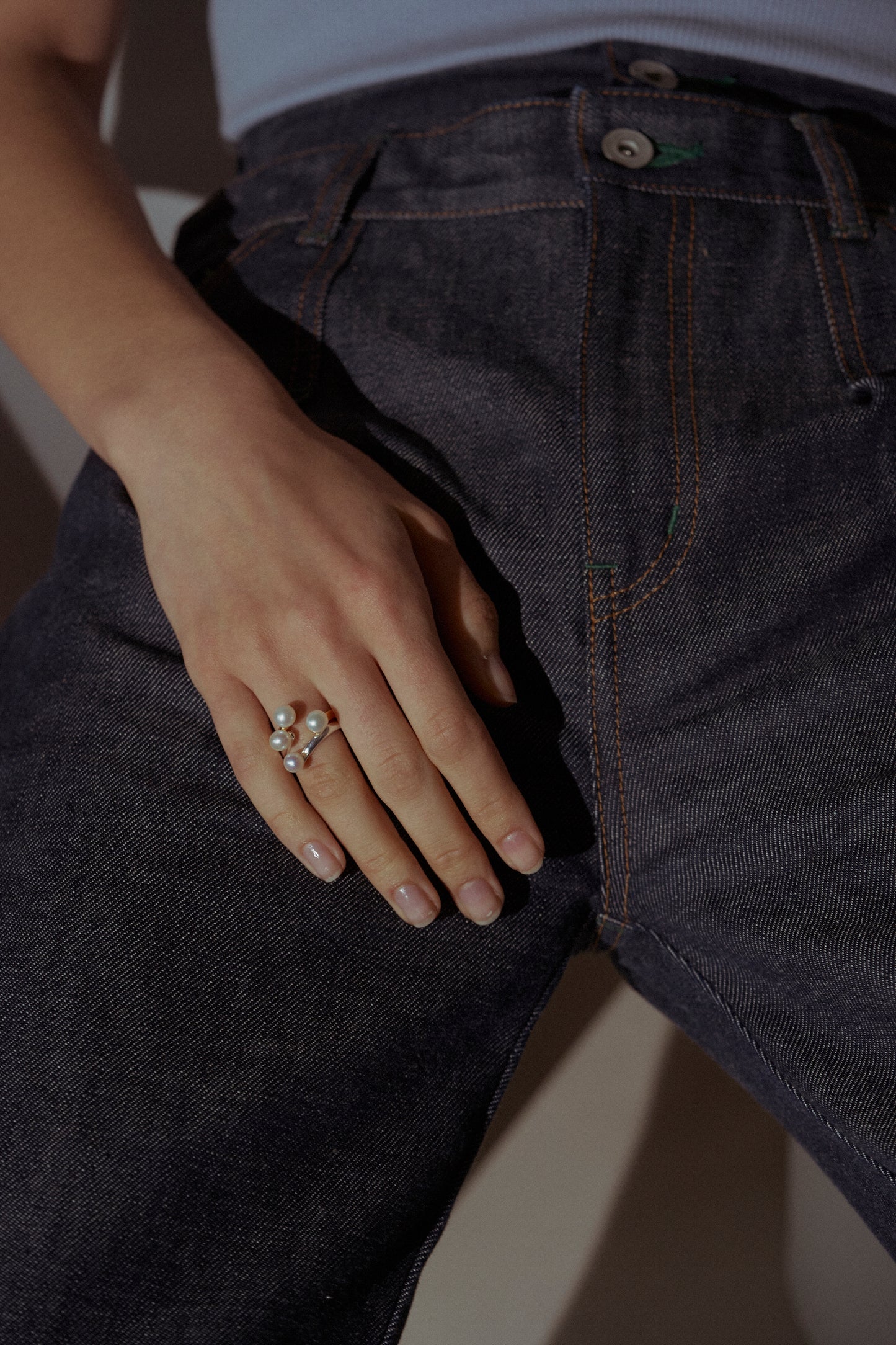 double pearl ring 6mm / Silver